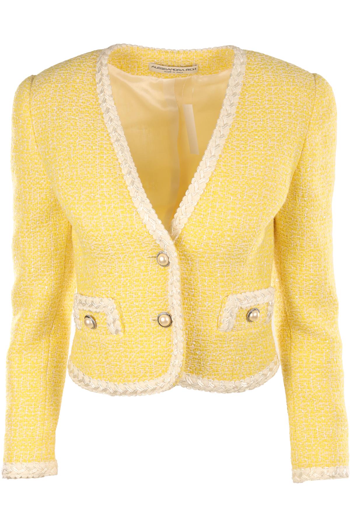 ALESSANDRA RICH YELLOW TWEED JACKET IT 40 UK 8