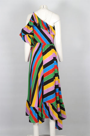 PHILOSOPHY BY LORENZO SERAFINI MULTI SILK MAXI DRESS IT 40 UK 8