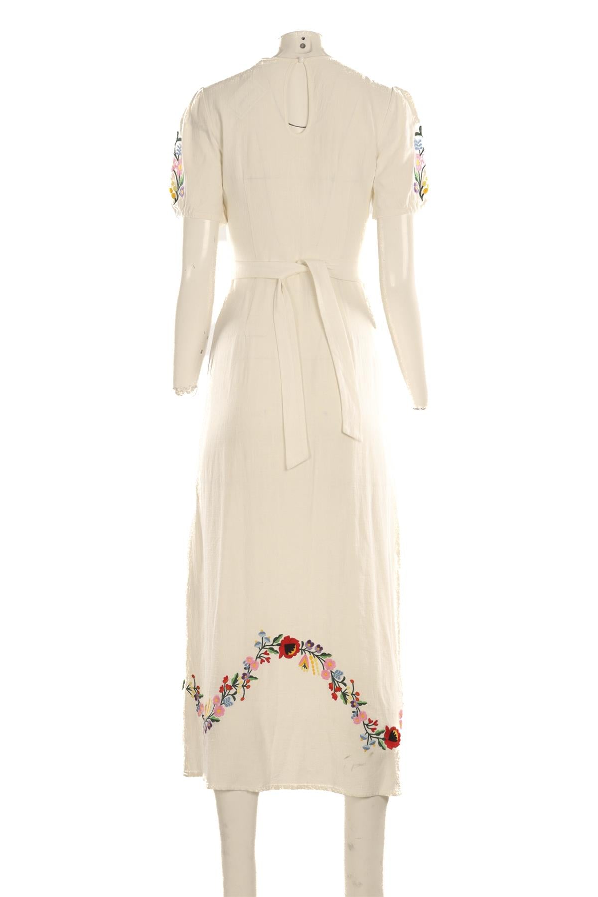 RIXO WHITE LINEN MAXI DRESS XSMALL