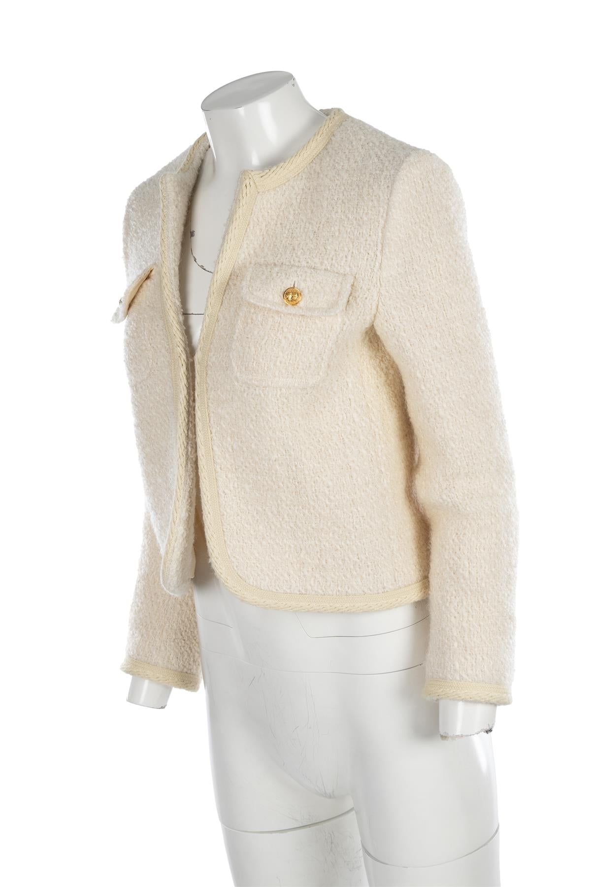 CELINE CREAM BOUCLE JACKET FR 36 UK 8
