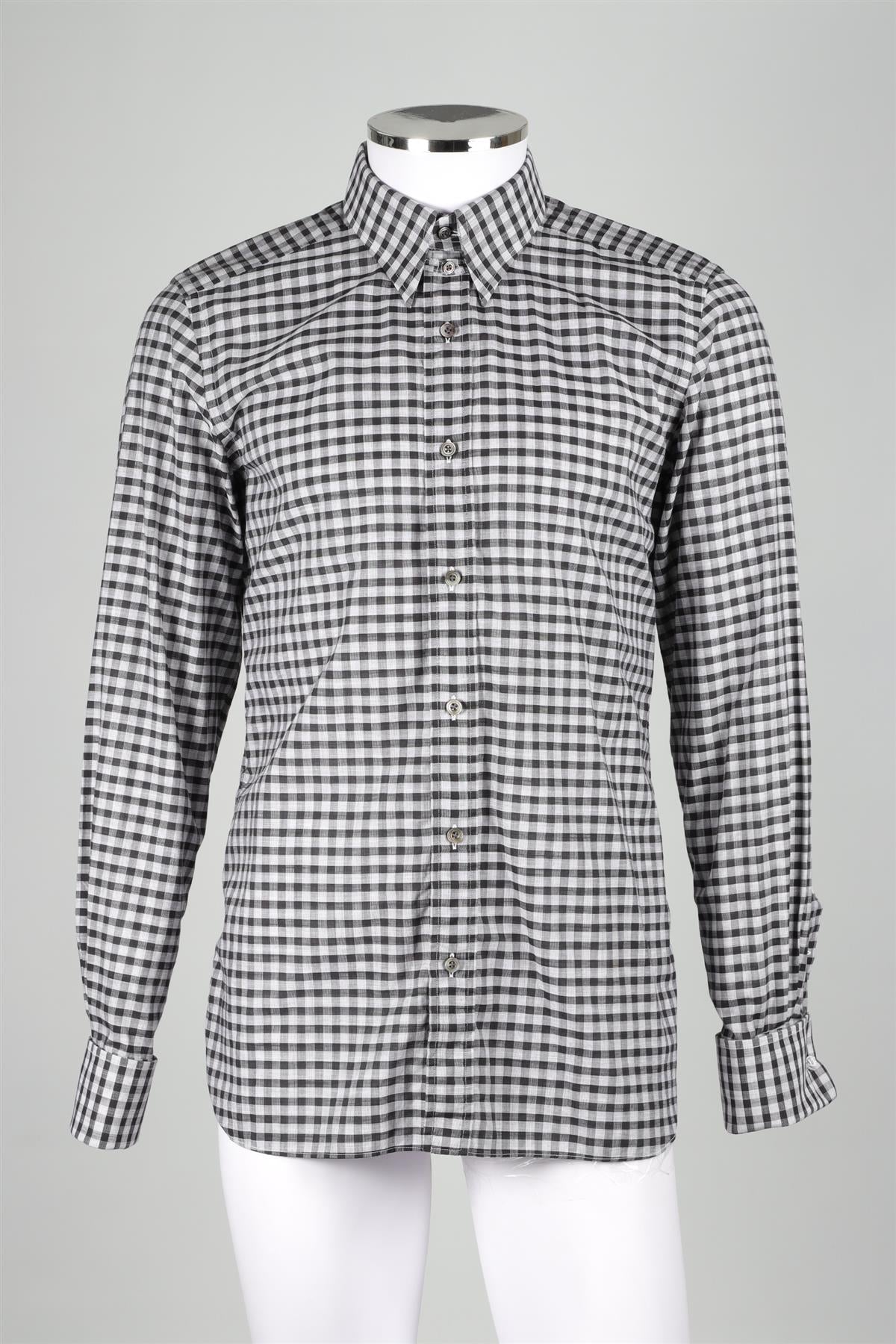 TOM FORD BLACK MEN'S COTTON SHIRT EU 40 UK 40