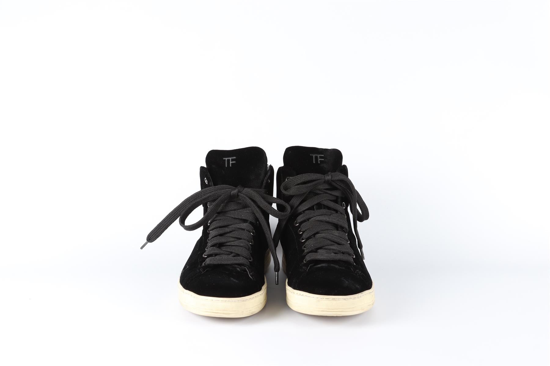 TOM FORD BLACK MEN'S VELVET SNEAKERS EU 40 UK 6 US 7