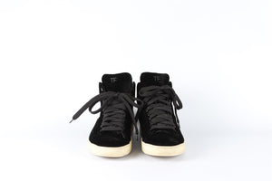 TOM FORD BLACK MEN'S VELVET SNEAKERS EU 40 UK 6 US 7