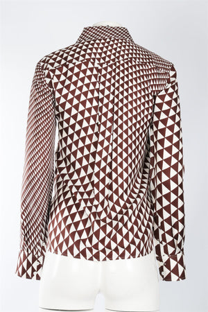 CELINE BROWN SILK SHIRT FR 36 UK 8