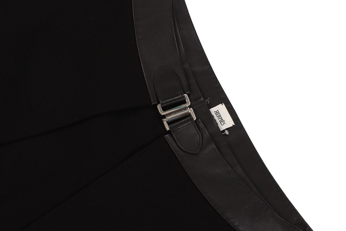 HERMÈS BLACK WOOL MIDI SKIRT FR 42 UK 14