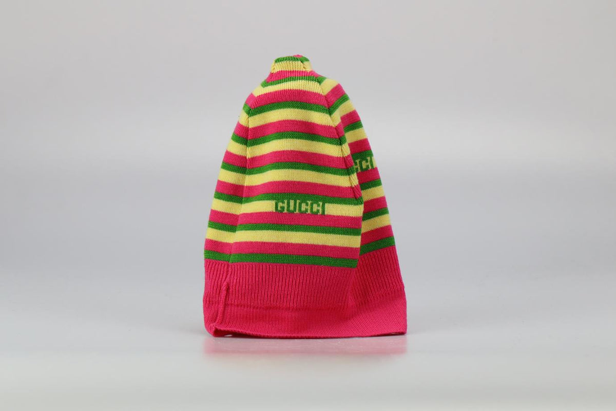GUCCI BABY GIRLS STRIPED WOOL BEANIE LARGE