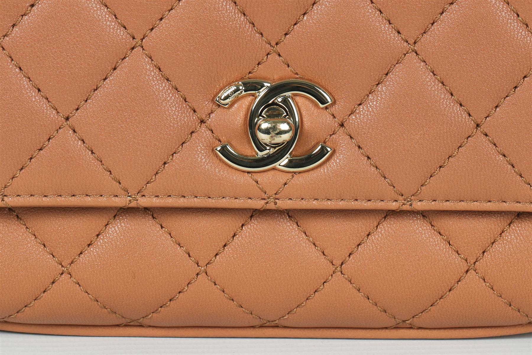 CHANEL TAN 2021 COCO HANDLE EXTRA MINI QUILTED LEATHER SHOULDER BAG