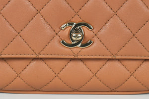 CHANEL TAN 2021 COCO HANDLE EXTRA MINI QUILTED LEATHER SHOULDER BAG