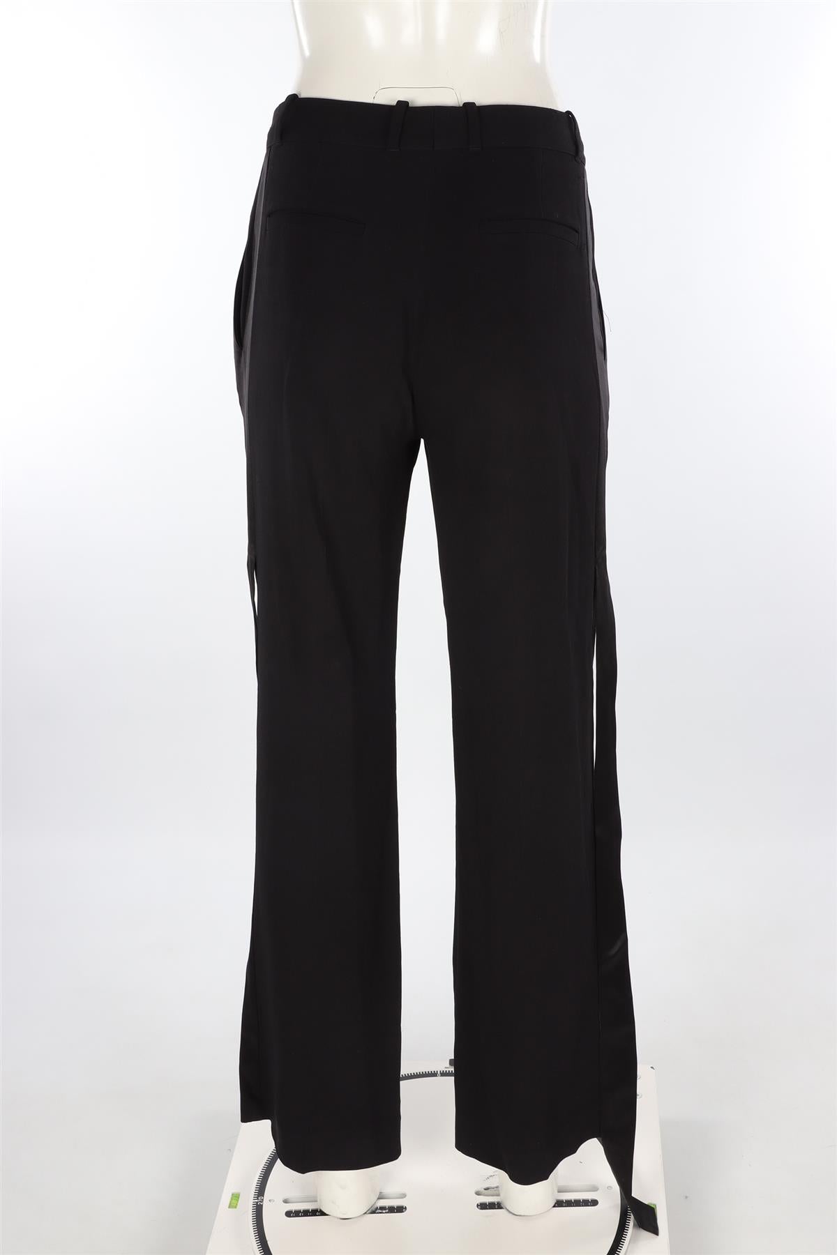 GIVENCHY BLACK SATIN WIDE LEG PANTS FR 34 UK 6
