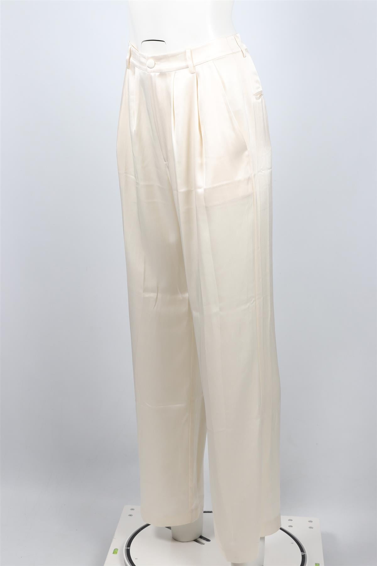 REFORMATION CREAM SATIN WIDE LEG PANTS US 2 UK 6