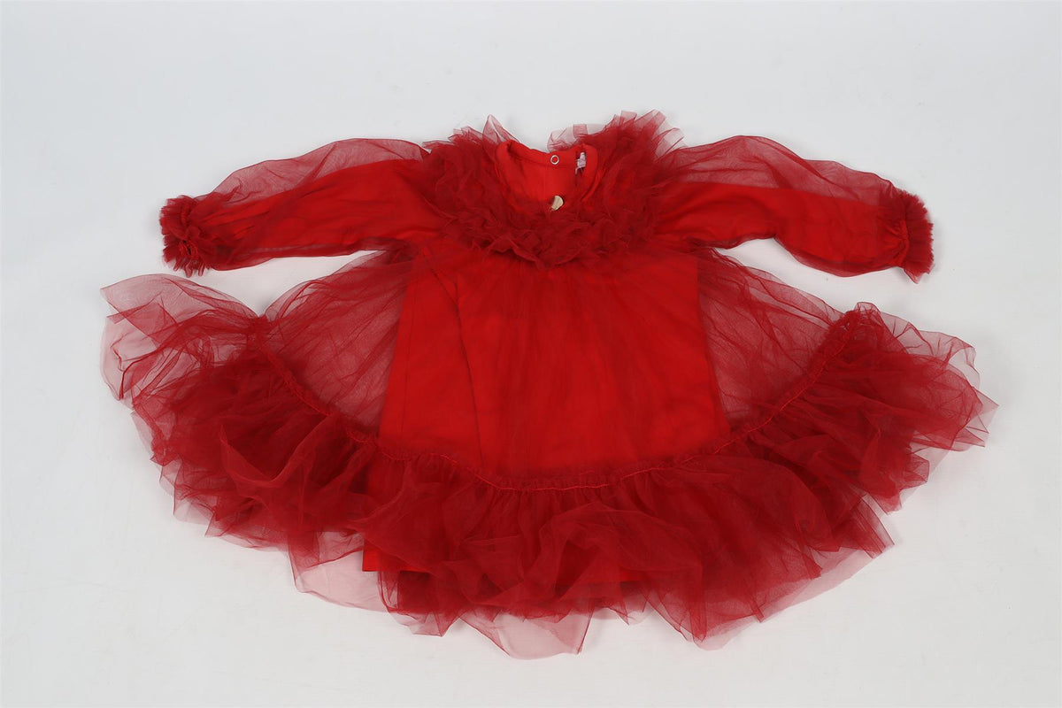 MONNALISA RED KIDS GRILS TULLE DRESS 3 YEARS
