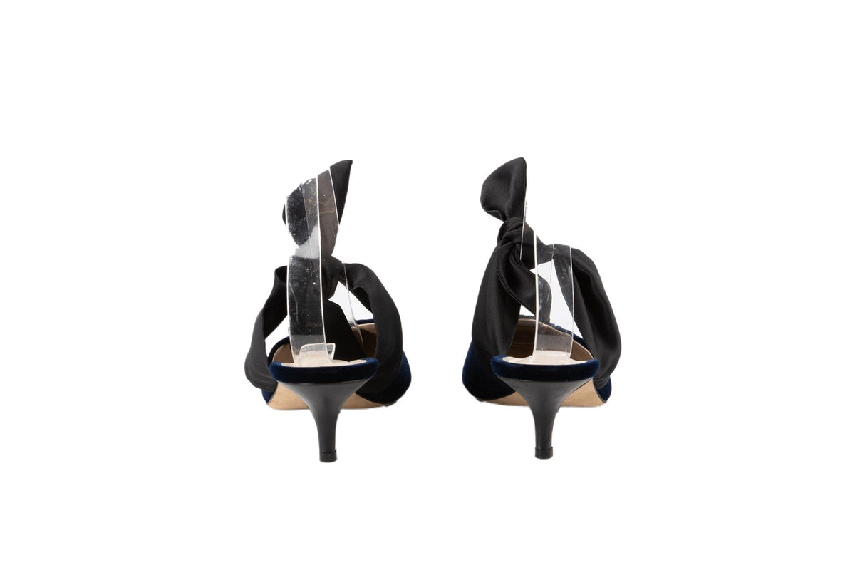 GIA COUTURE + ALEX EAGLE NAVY VELVET PUMPS EU 39 UK 6 US 9
