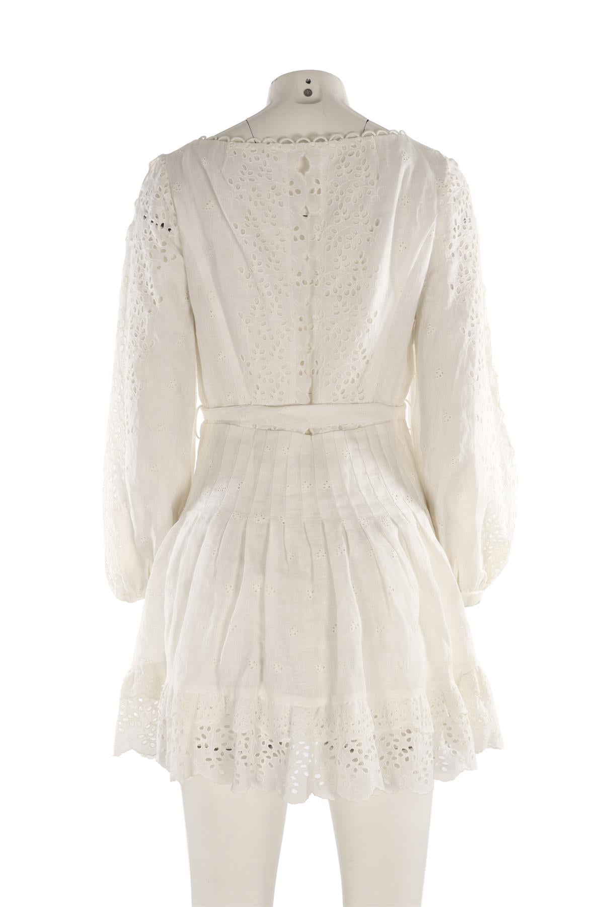 ZIMMERMANN IVORY LINEN MINI DRESS UK 12