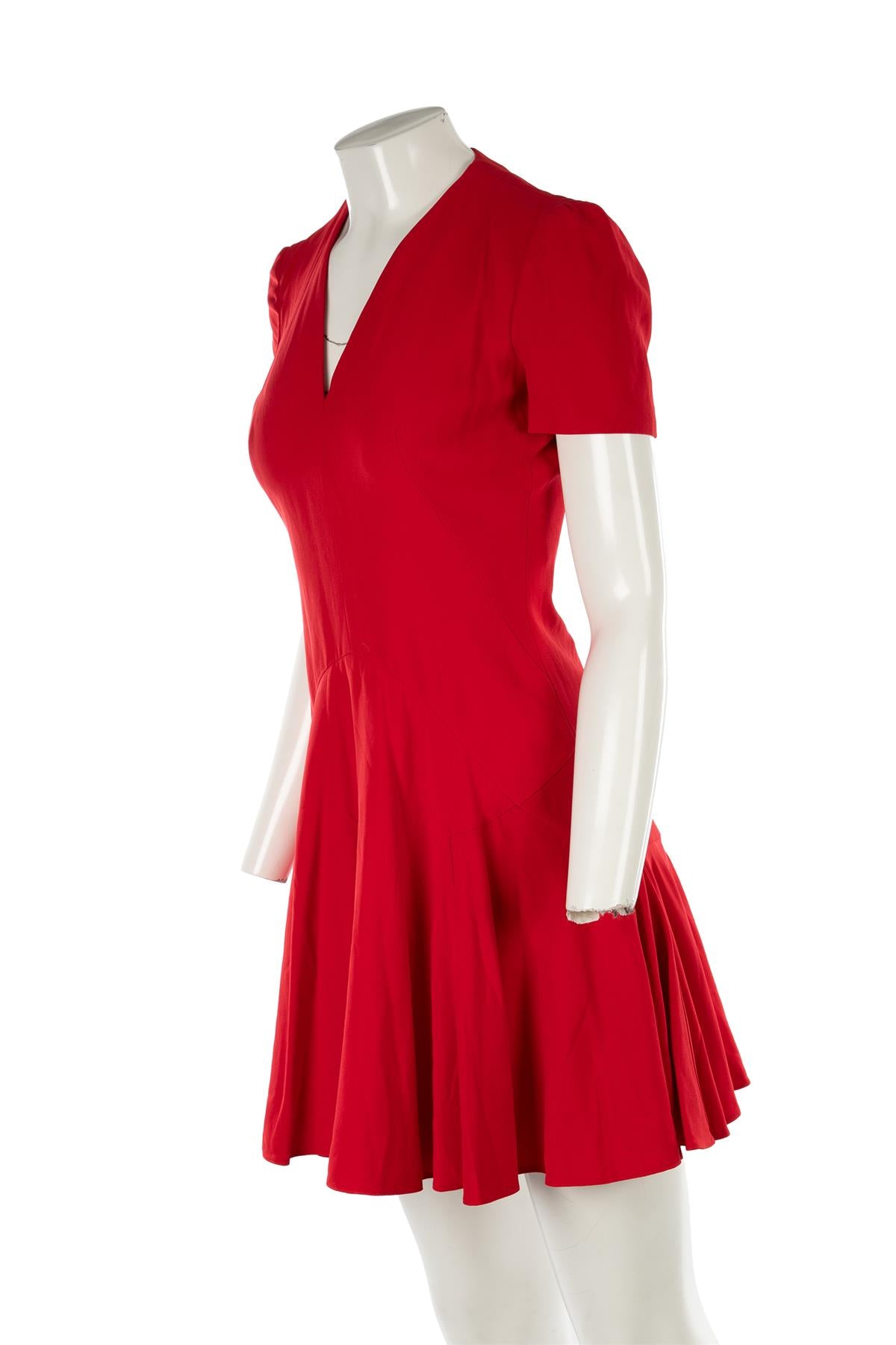 ALEXANDER MCQUEEN RED CREPE MINI DRESS IT 40 UK 8