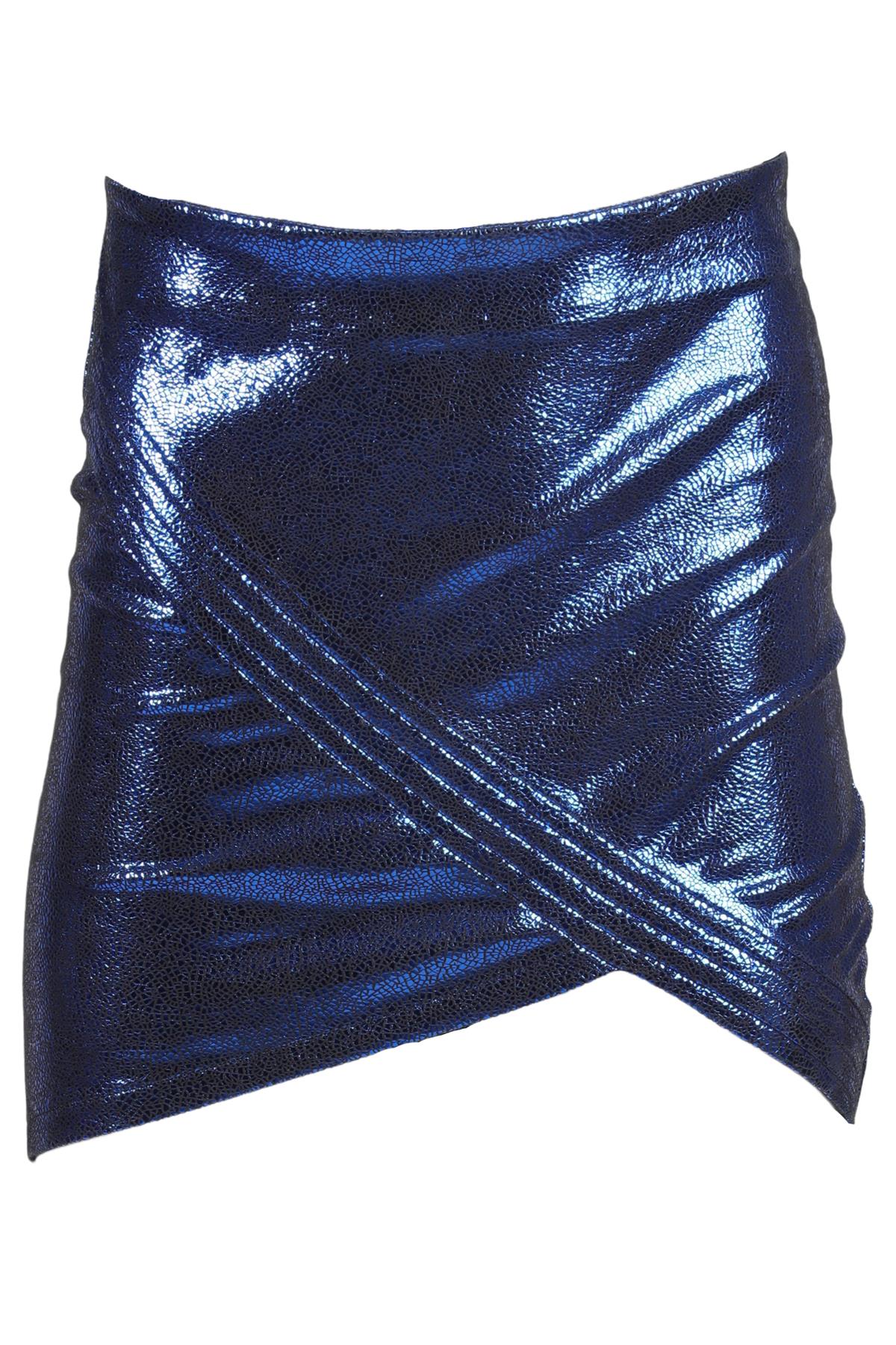 RTA BLUE LEATHER MINI SKIRT US 2 UK 6