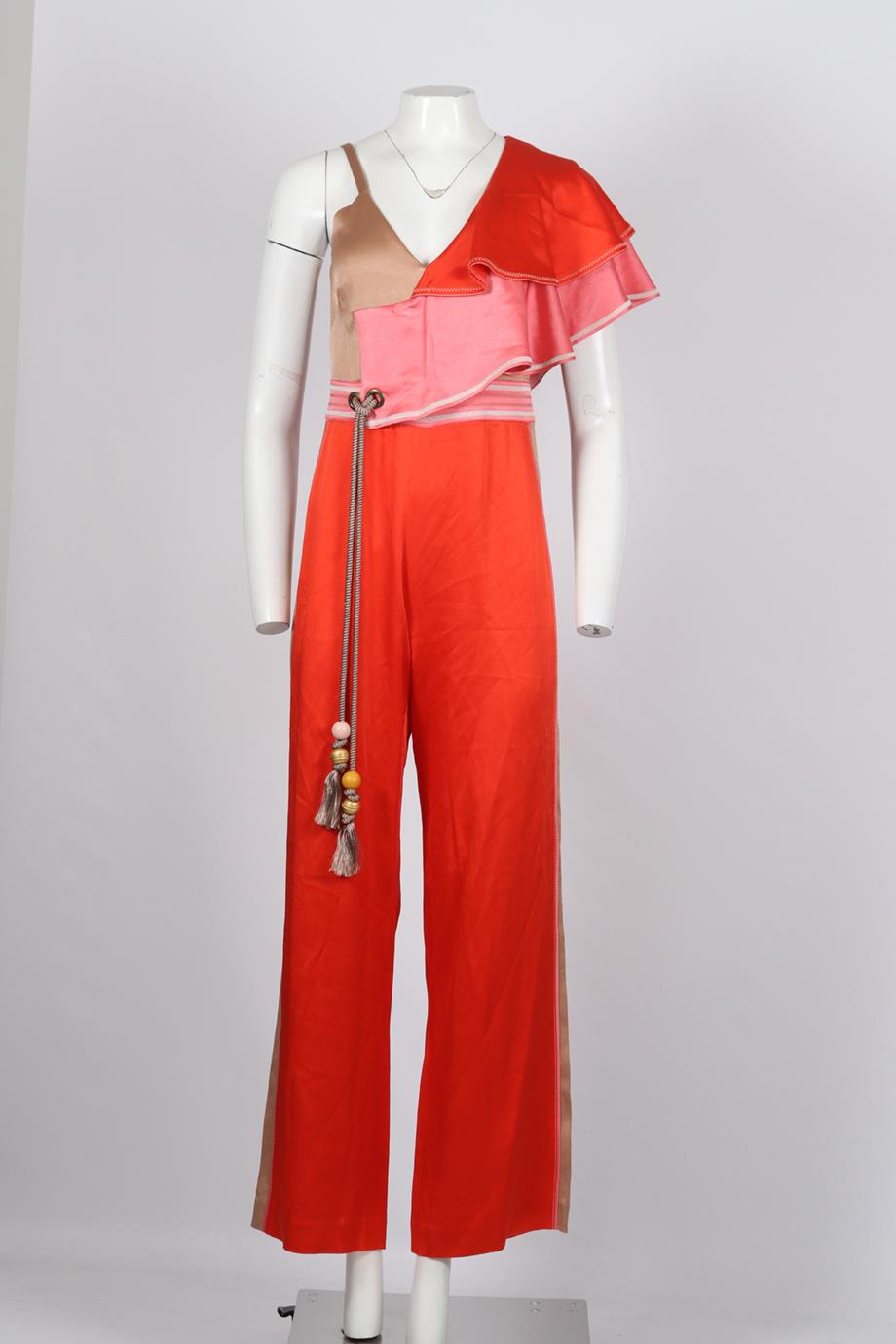 PETER PILOTTO RUFFLED SATIN JUMPSUIT UK 8