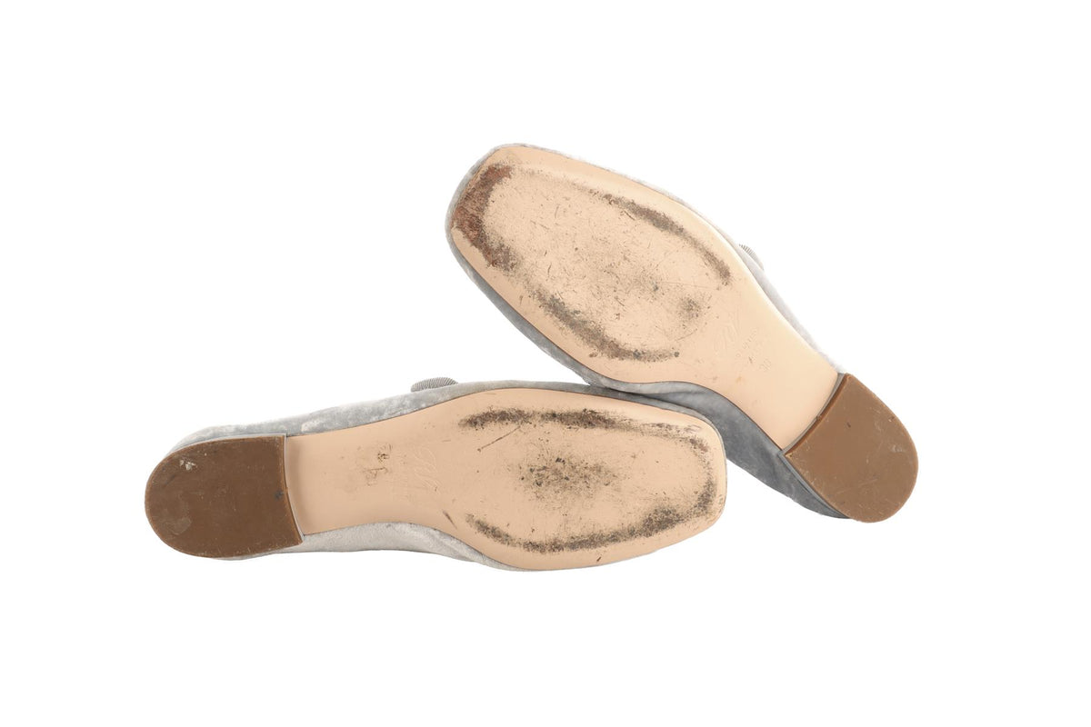 ROGER VIVIER GREY VELVET BALLET FLATS EU 38 UK 5 US 8
