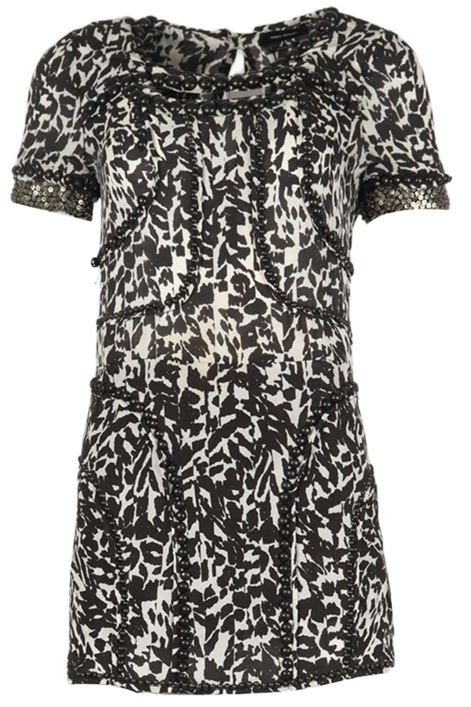 ISABEL MARANT EMBELLISHED PRINTED SILK MINI DRESS FR 36 UK 8
