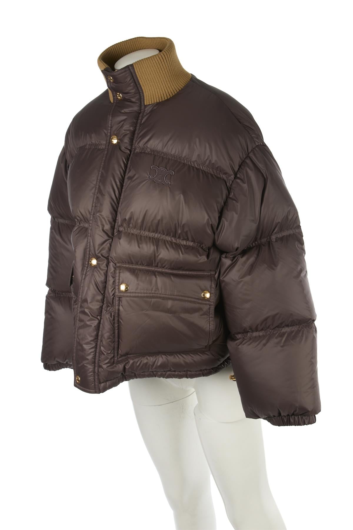 CELINE BROWN PADDED DOWN JACKET FR 42 UK 14