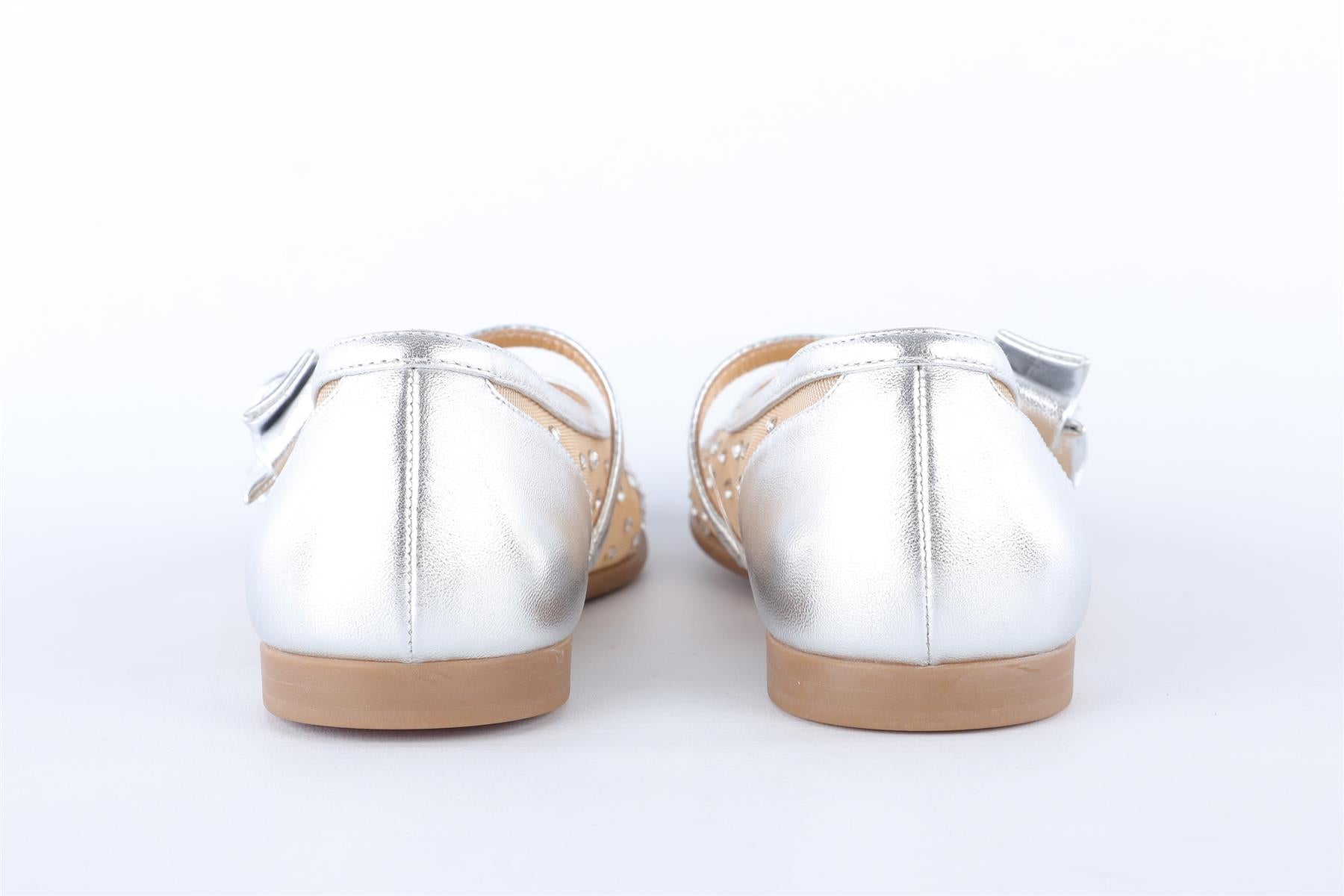 CHRISTIAN LOUBOUTIN SILVER KIDS GIRLS BALLET FLATS EU 28 UK 10 US 11