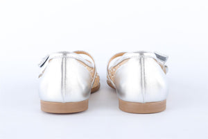 CHRISTIAN LOUBOUTIN SILVER KIDS GIRLS BALLET FLATS EU 28 UK 10 US 11