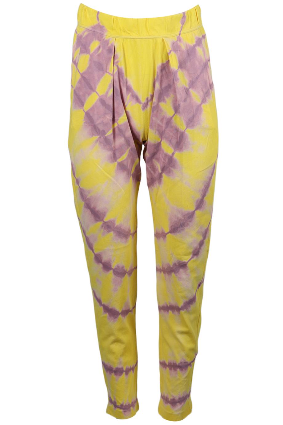 RAQUEL ALLEGRA TIE DYED COTTON JERSEY TAPERED PANTS UK 8