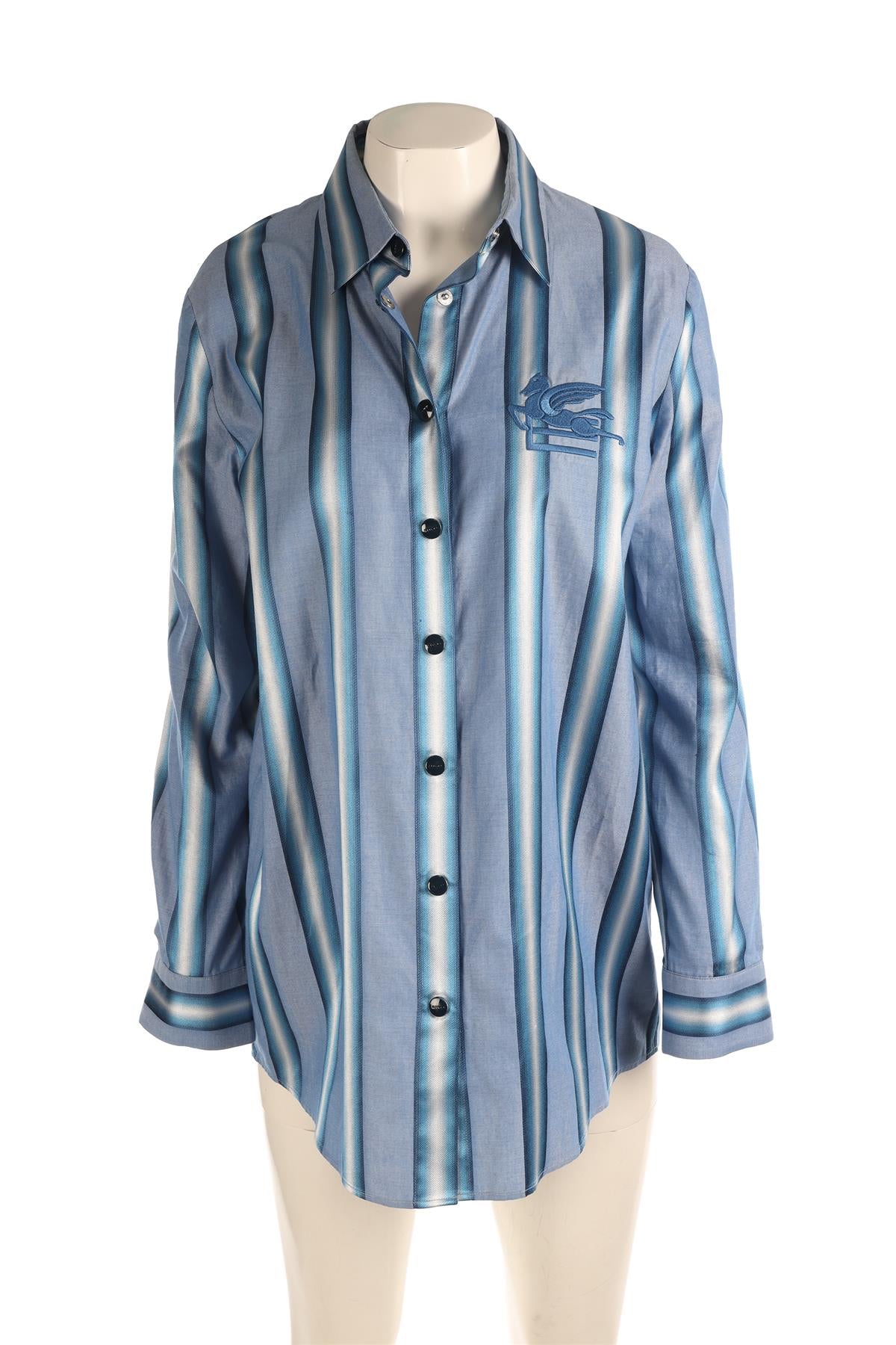 ETRO BLUE COTTON SHIRT IT 42 UK 10