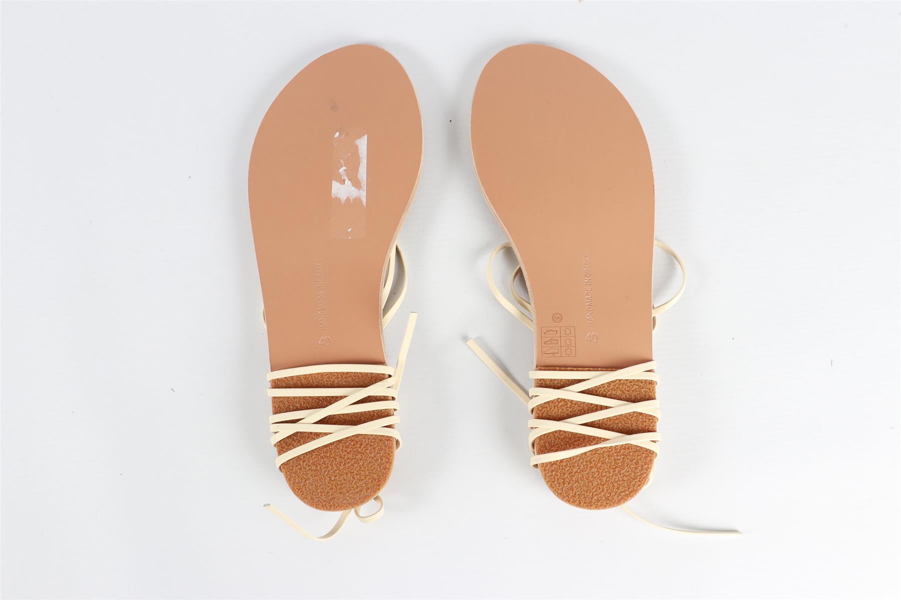 ANCIENT GREEK SANDALS BEIGE LEATHER SANDALS