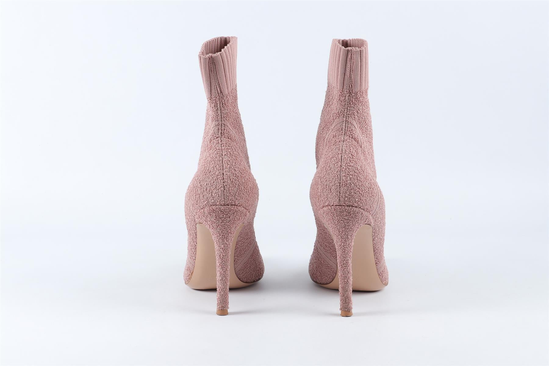 GIANVITO ROSSI PINK KNIT ANKLE BOOTS EU 38.5 UK 5.5 US 8.5