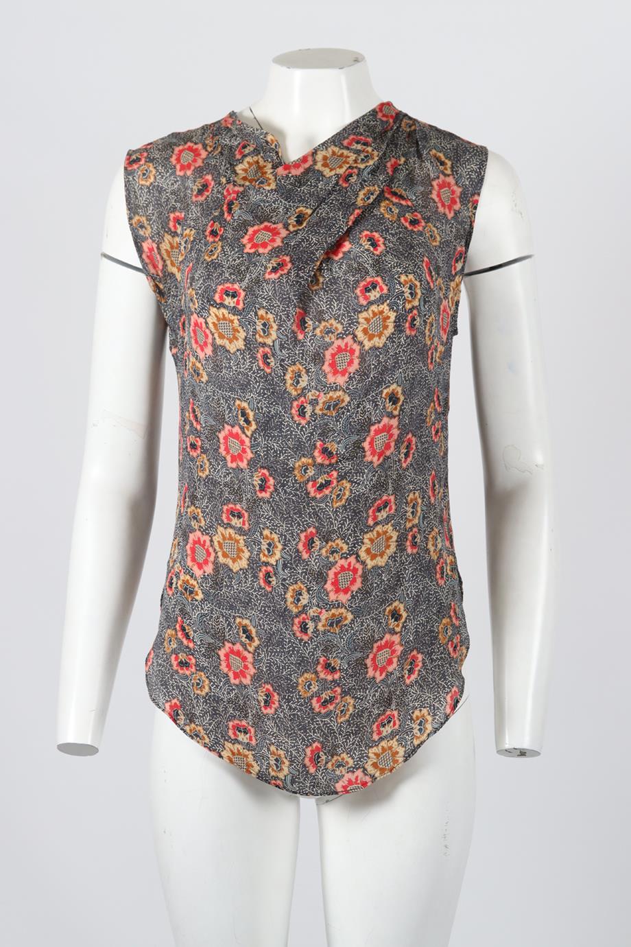 ISABEL MARANT FLORAL PRINT SILK BLEND TOP FR 38 UK 10