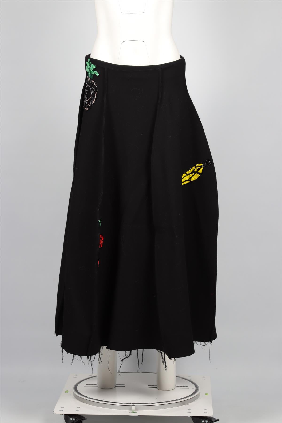 NATASHA ZINKO BLACK WOOL MAXI SKIRT IT 38 UK 6