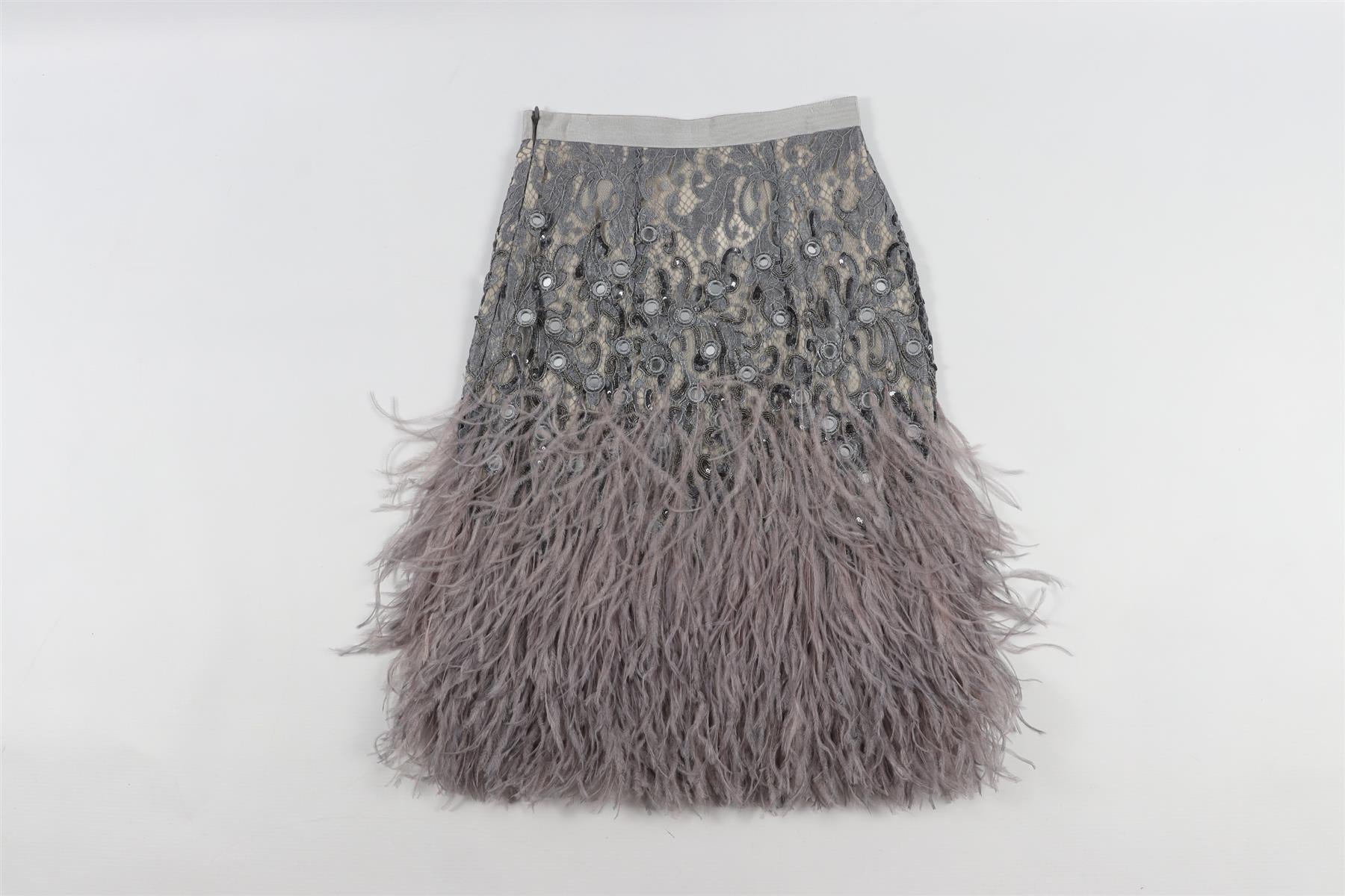 MATTHEW WILLIAMSON GREY LACE MINI SKIRT UK 6