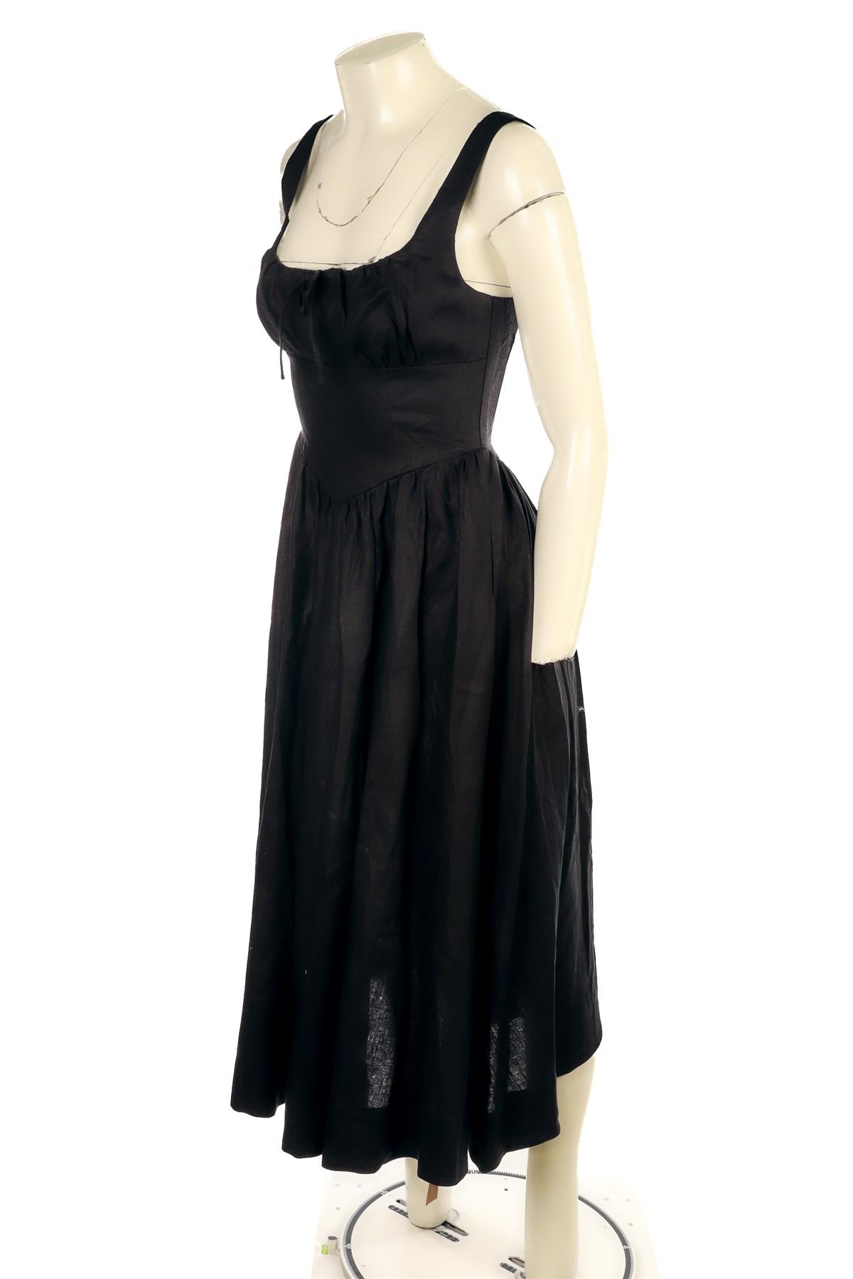 REFORMATION BLACK LINEN MAXI DRESS US 2 UK 6