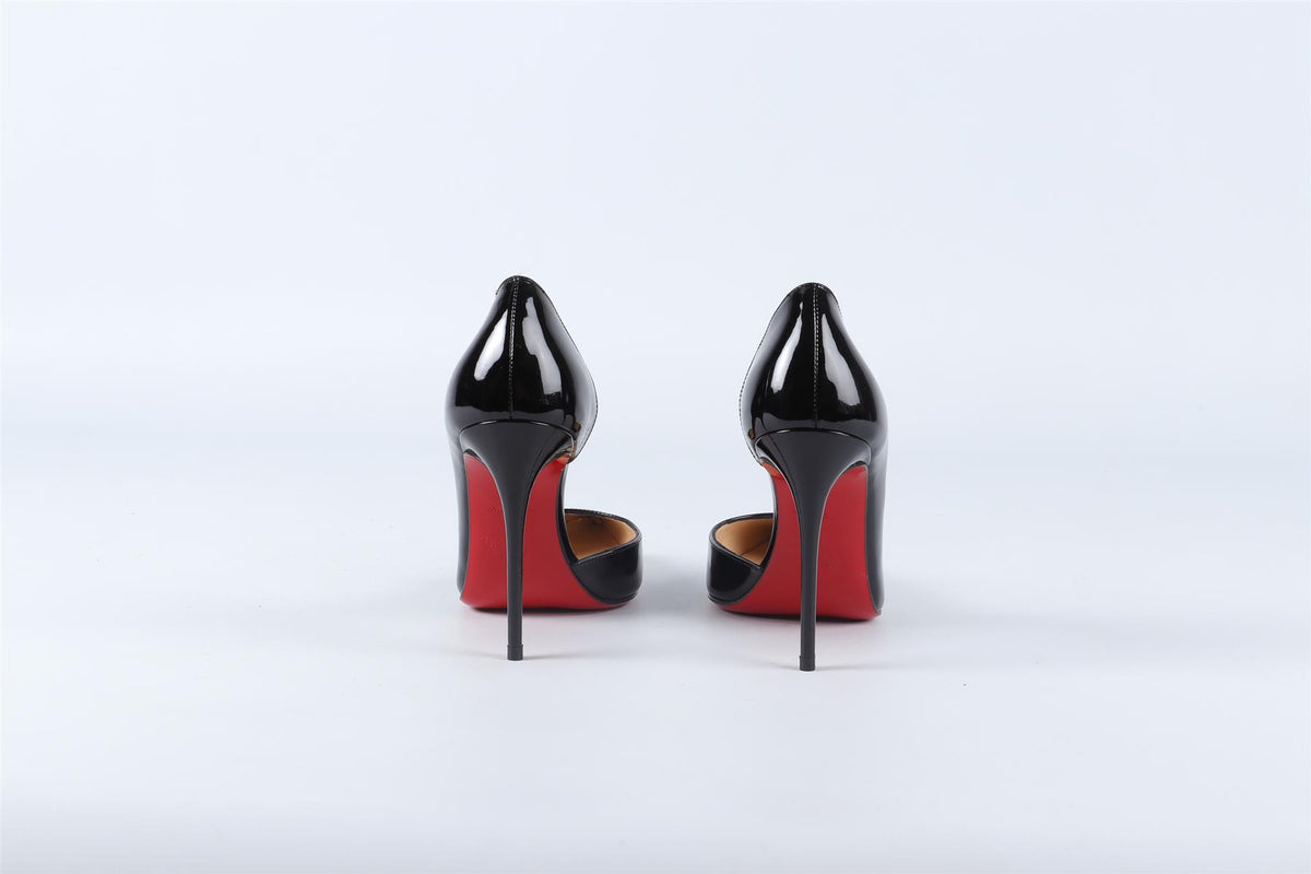 CHRISTIAN LOUBOUTIN BLACK PATENT LEATHER PUMPS EU 34.5 UK 1.5 US 4.5