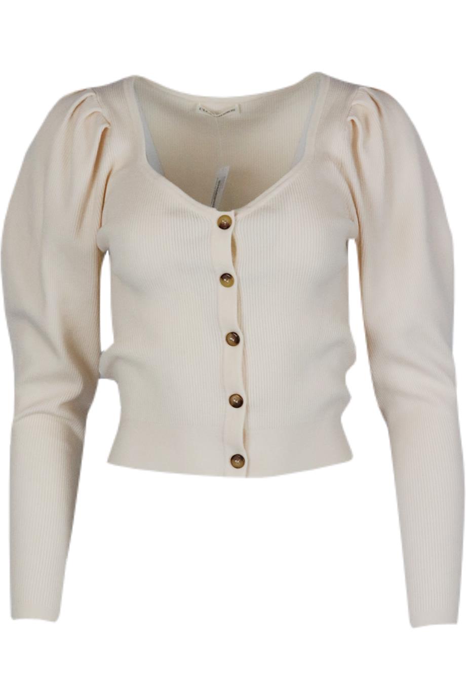ULLA JOHNSON RIBBED WOOL CARDIGAN MEDIUM