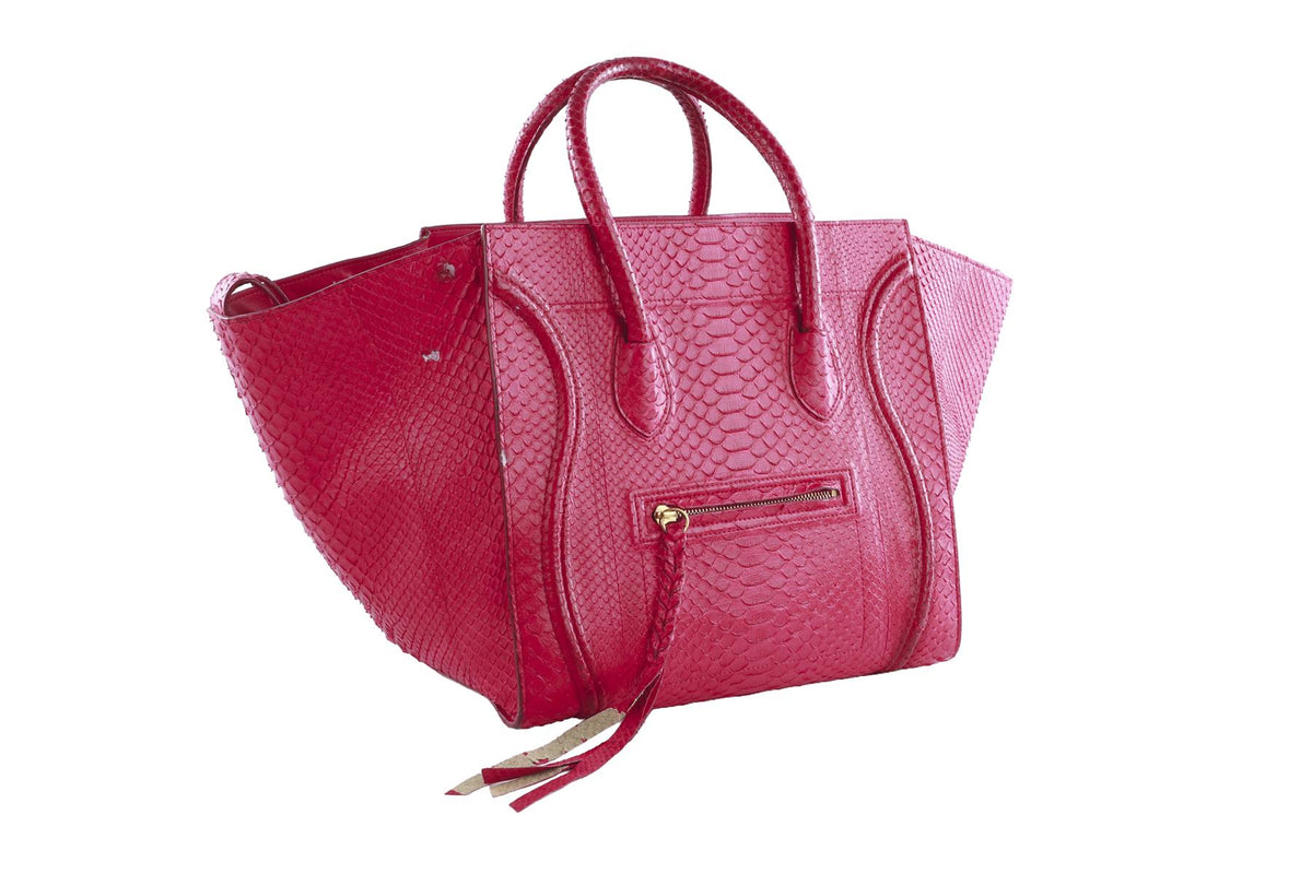 CELINE PINK PHANTOM MEDIUM PYTHON TOTE BAG