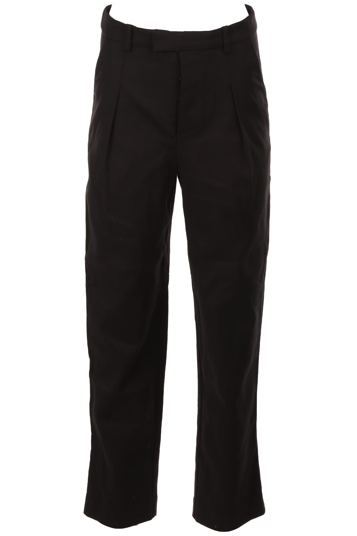 HELSA BLACK COTTON BARREL LEG PANTS XXSMALL