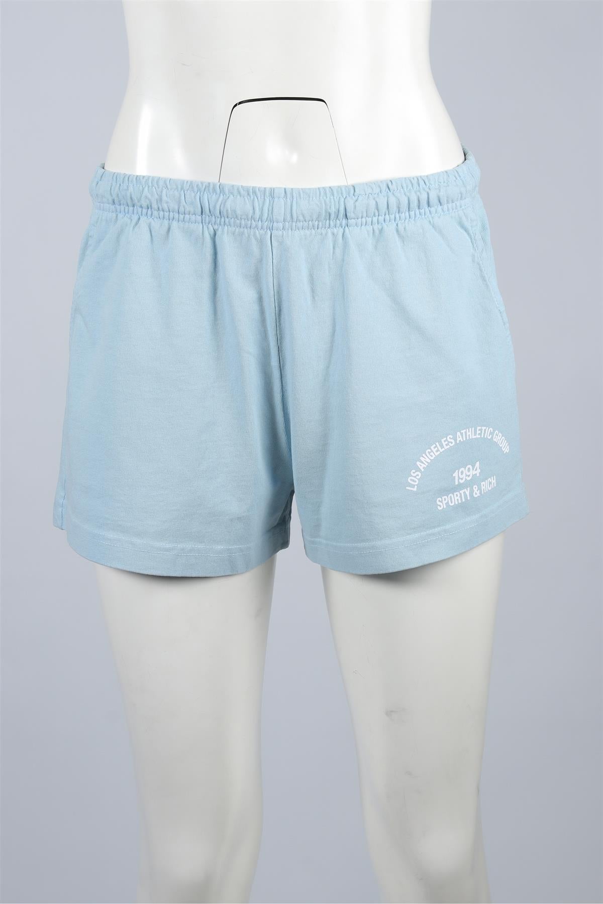 SPORTY & RICH BLUE COTTON SHORTS XSMALL