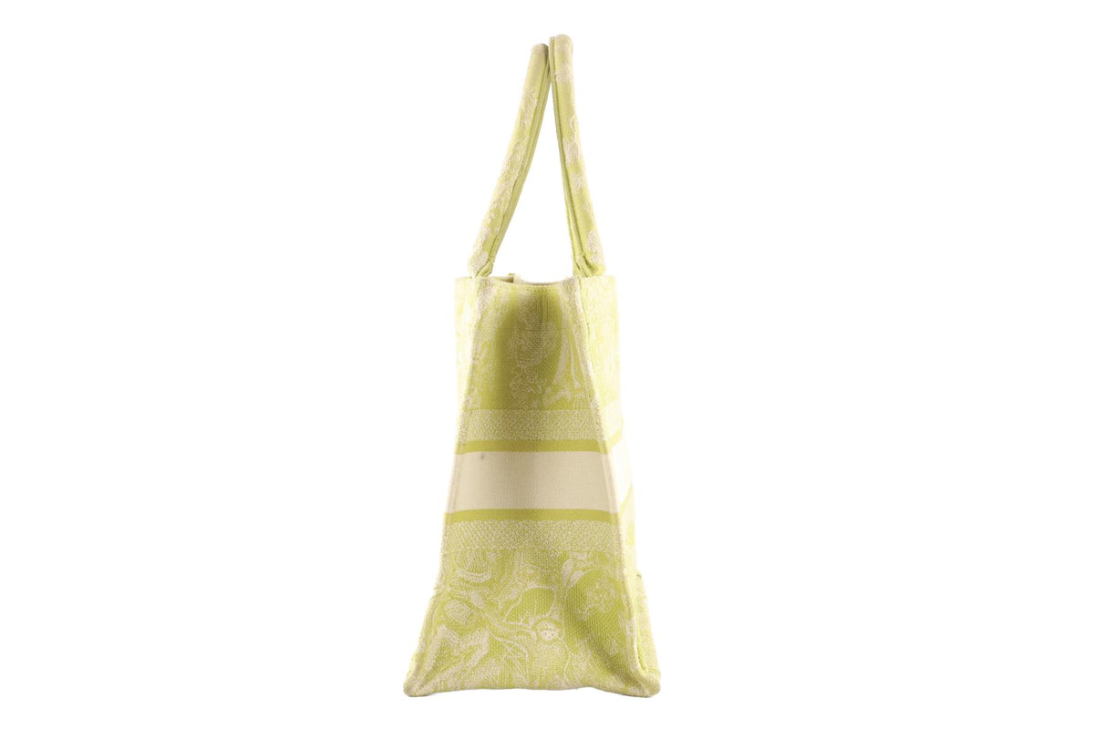 CHRISTIAN DIOR GREEN BOOK MEDIUM TOILE DE JOUY CANVAS TOTE BAG
