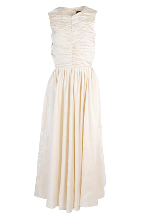 MORE NOIR CREAM COTTON MAXI DRESS SMALL