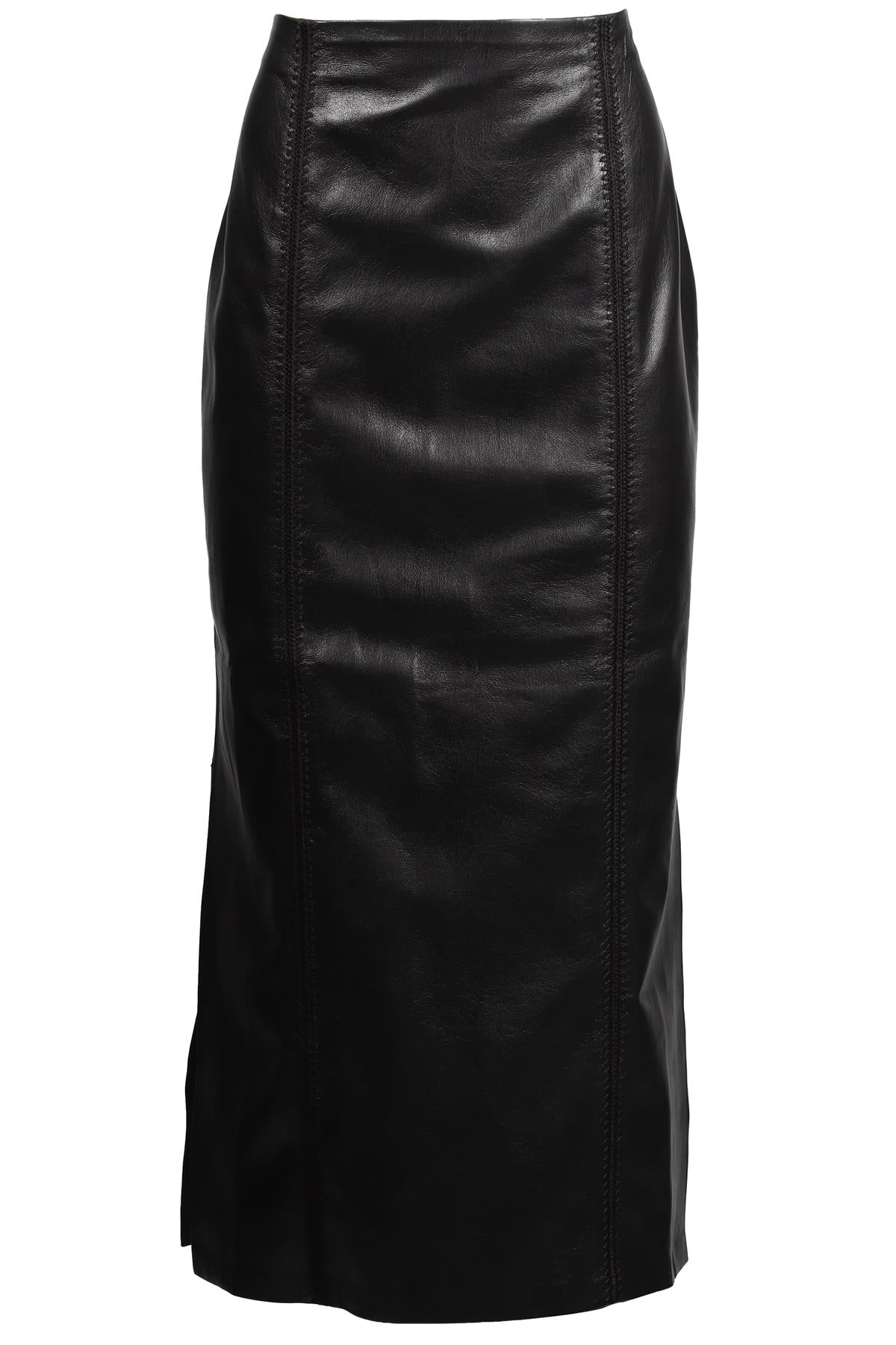 NANUSHKA BLACK FAUX LEATHER MAXI SKIRT LARGE