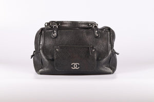 CHANEL 2006 POCKET IN THE CITY CAVIAR LEATHER TOTE BAG