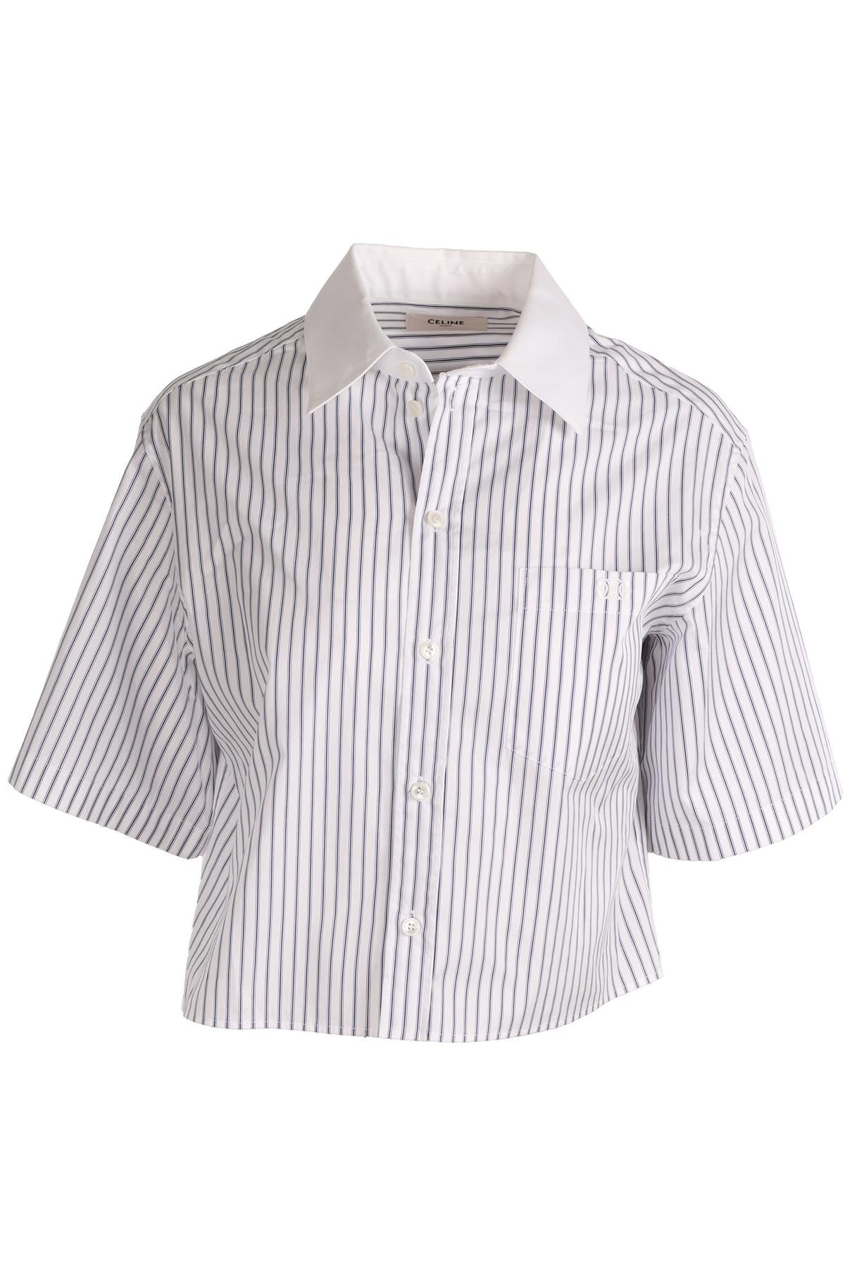 CELINE WHITE TRIOMPHE COTTON SHIRT FR 36 UK 8