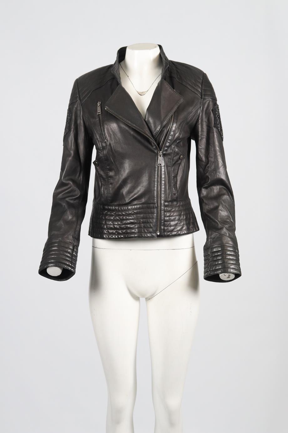 PHILIPP PLEIN LEATHER BIKER JACKET MEDIUM
