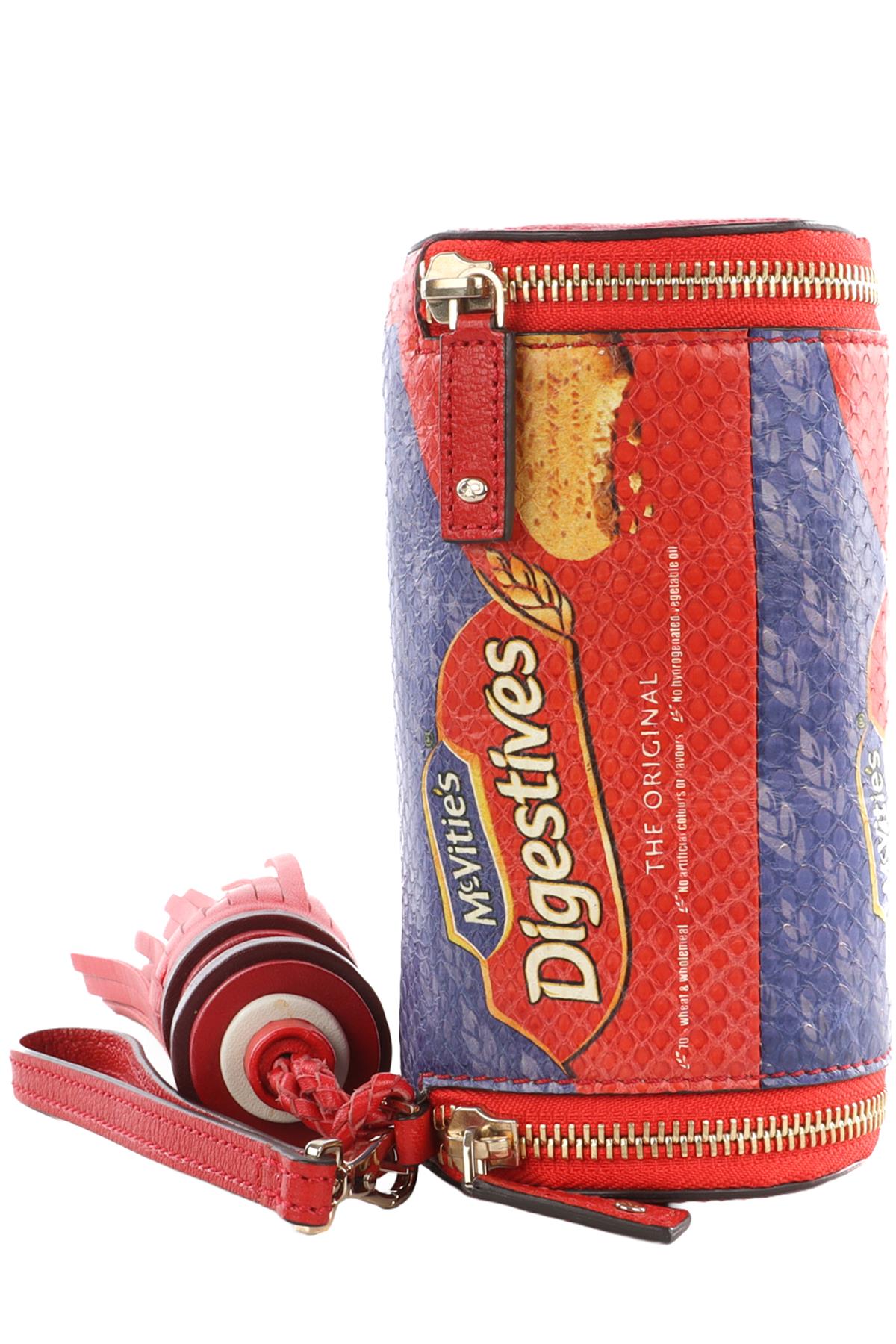 ANYA HINDMARCH RED DIGESTIVES SNAKESKIN CLUTCH