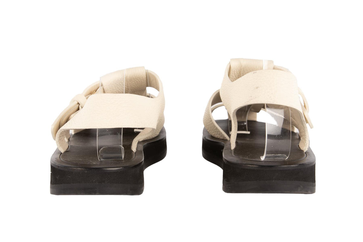 THE ROW IVORY FISHERMAN LEATHER SANDALS EU 38 UK 5 US 8
