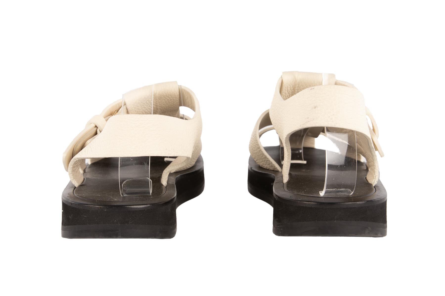 THE ROW IVORY FISHERMAN LEATHER SANDALS EU 38 UK 5 US 8