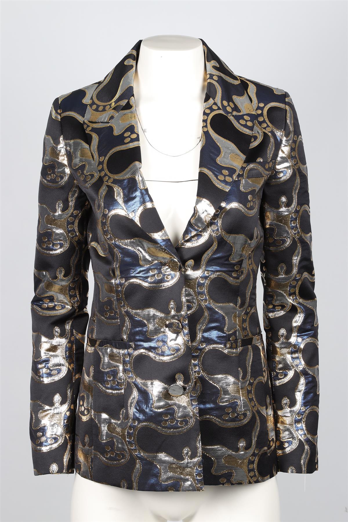 LA DOUBLEJ BLACK JACQUARD BLAZER UK 8