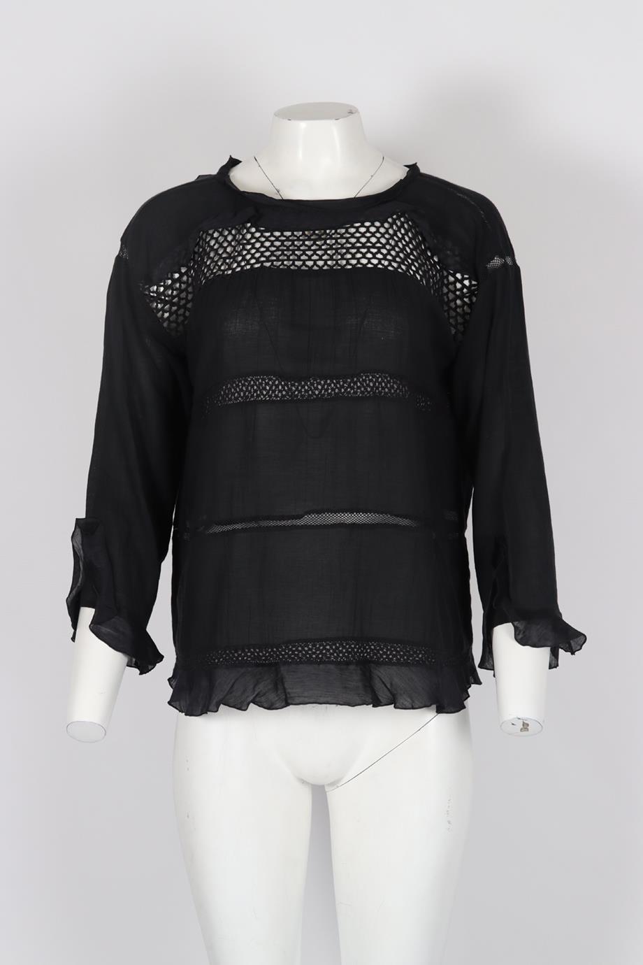 ISABEL MARANT ÉTOILE RUFFLED SILK AND COTTON BLEND TOP FR 34 UK 6