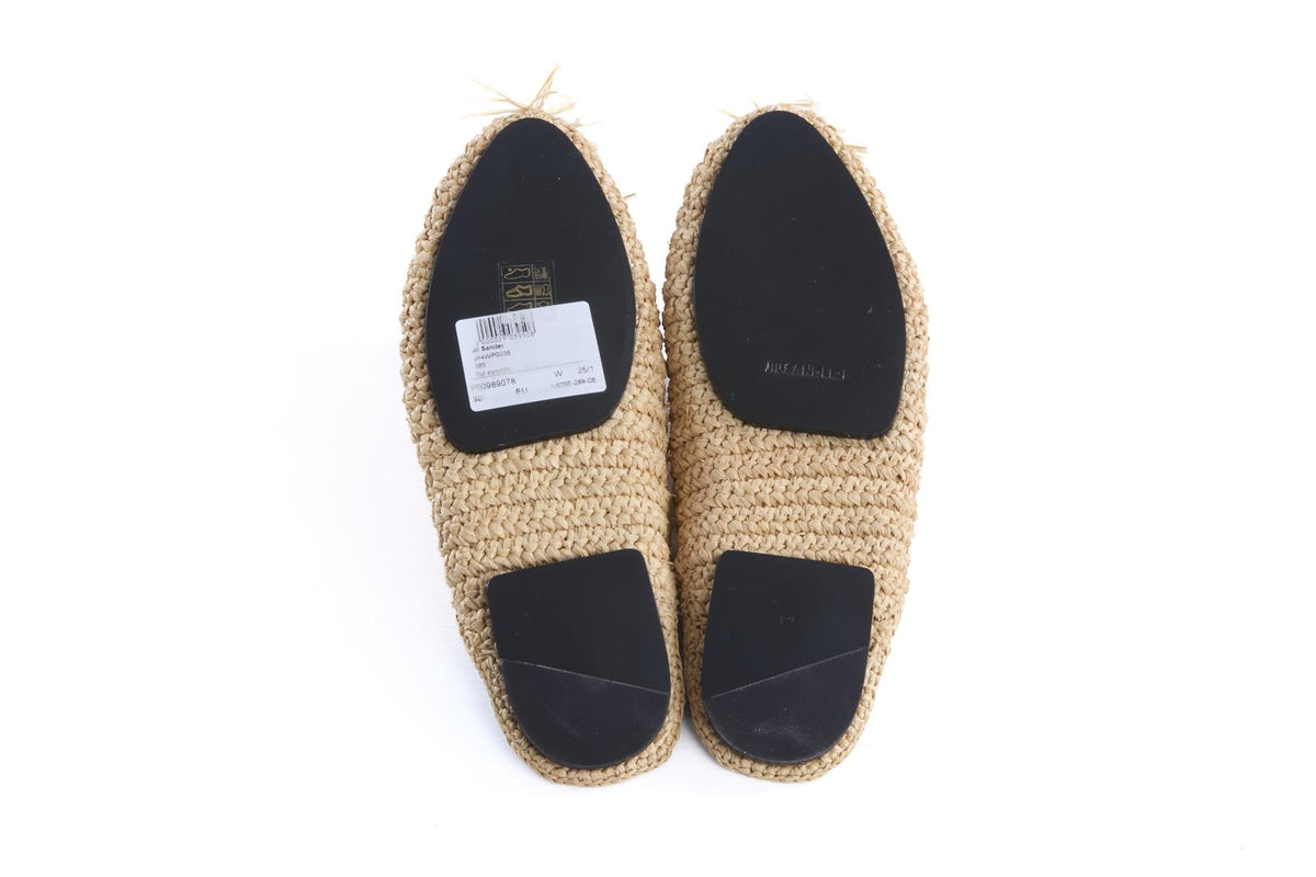 JIL SANDER BEIGE RAFFIA MULES EU 38 UK 5 US 8